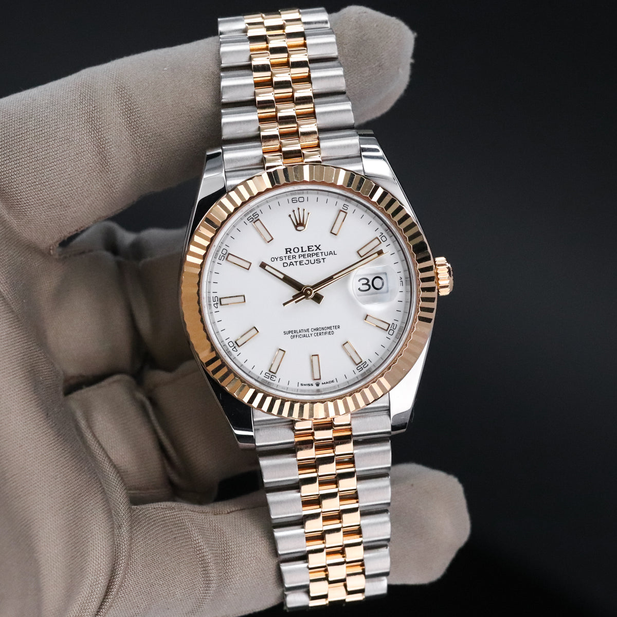 Rolex Datejust [2020 Complete] 41mm Steel Case White Dial Fluted Jubilee Two Tone Bracelet 126333