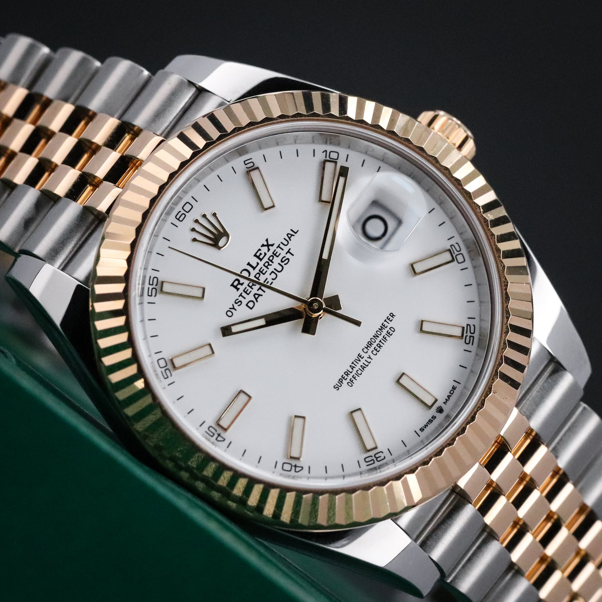 Rolex Datejust [2020 Complete] 41mm Steel Case White Dial Fluted Jubilee Two Tone Bracelet 126333