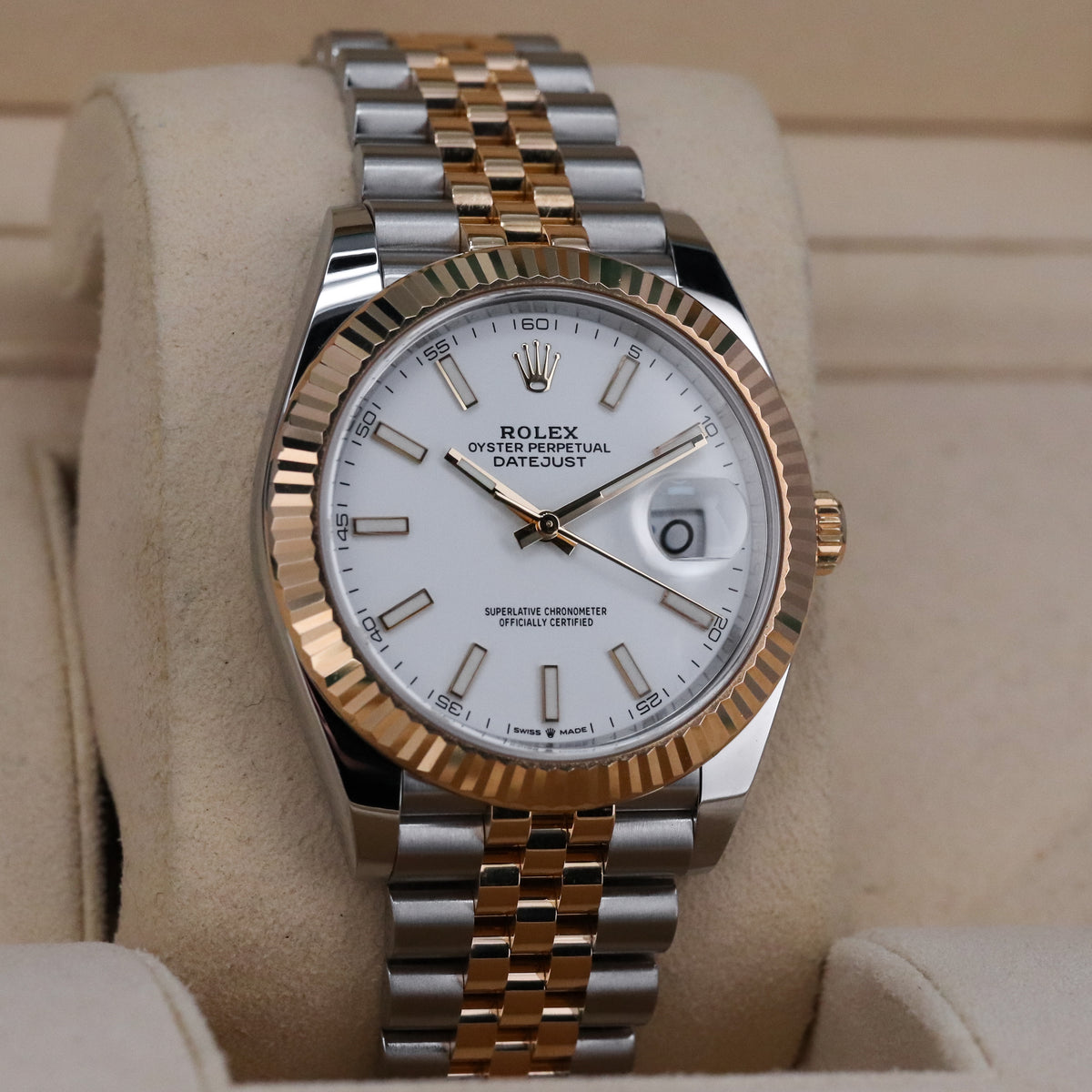 Rolex Datejust [2020 Complete] 41mm Steel Case White Dial Fluted Jubilee Two Tone Bracelet 126333