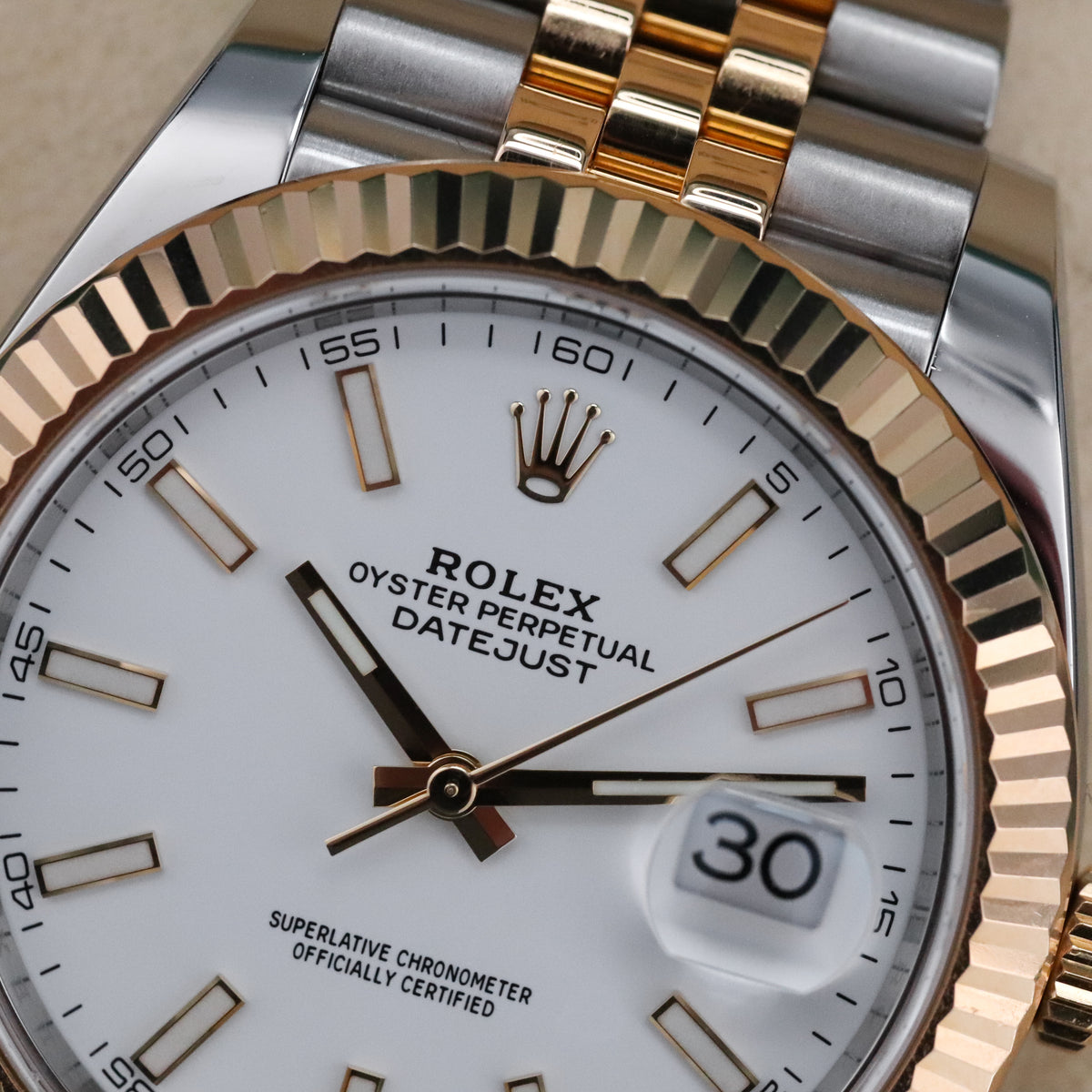 Rolex Datejust [2020 Complete] 41mm Steel Case White Dial Fluted Jubilee Two Tone Bracelet 126333