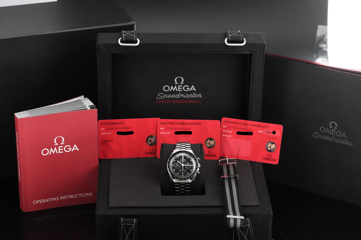Omega Speedmaster Professional Moonwatch [2021 Complete] 42mm Steel Case Black Dial Steel Bezel Stainless Bracelet 310.32.42.50.01.001
