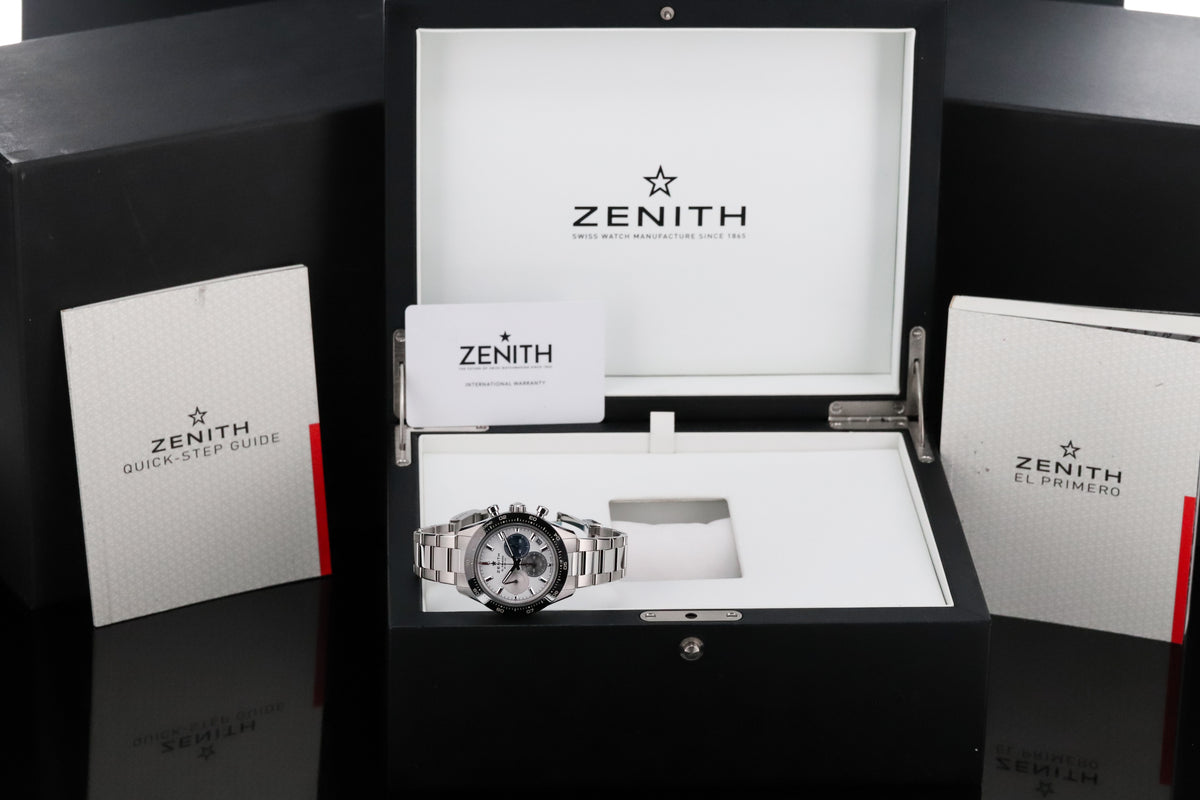 Zenith Chronomaster Sport 41mm Steel Case White Dial Black Bezel Steel Bracelet 03.3100.3600/69.M3100