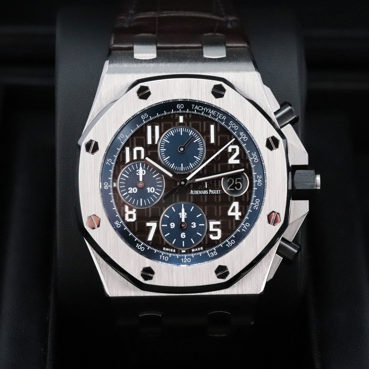 Audemars Piguet Royal Oak Offshore Chronograph [2021 COMPLETE] 42mm Steel Case, Brown Tapisserie Dial, Steel Silver Bezel Brown Leather Strap 26470ST