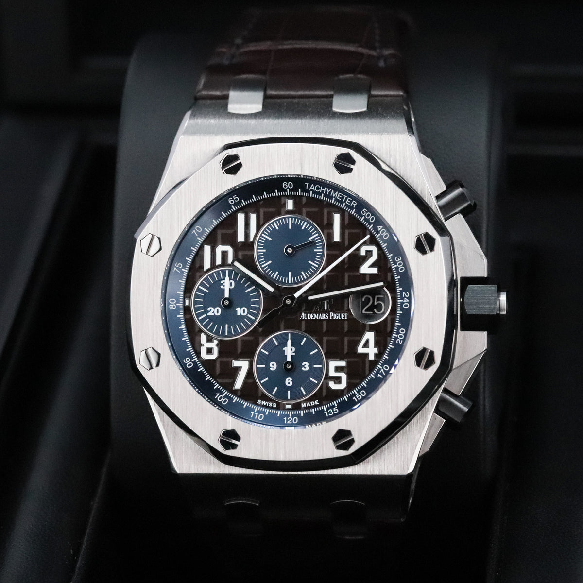 Audemars Piguet Royal Oak Offshore Chronograph [2021 COMPLETE] 42mm Steel Case, Brown Tapisserie Dial, Steel Silver Bezel Brown Leather Strap 26470ST