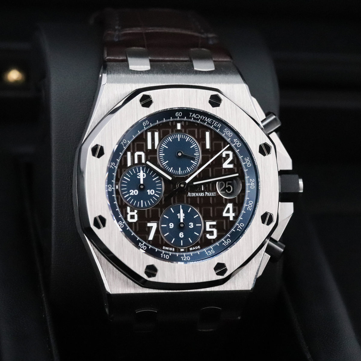 Audemars Piguet Royal Oak Offshore Chronograph [2021 COMPLETE] 42mm Steel Case, Brown Tapisserie Dial, Steel Silver Bezel Brown Leather Strap 26470ST