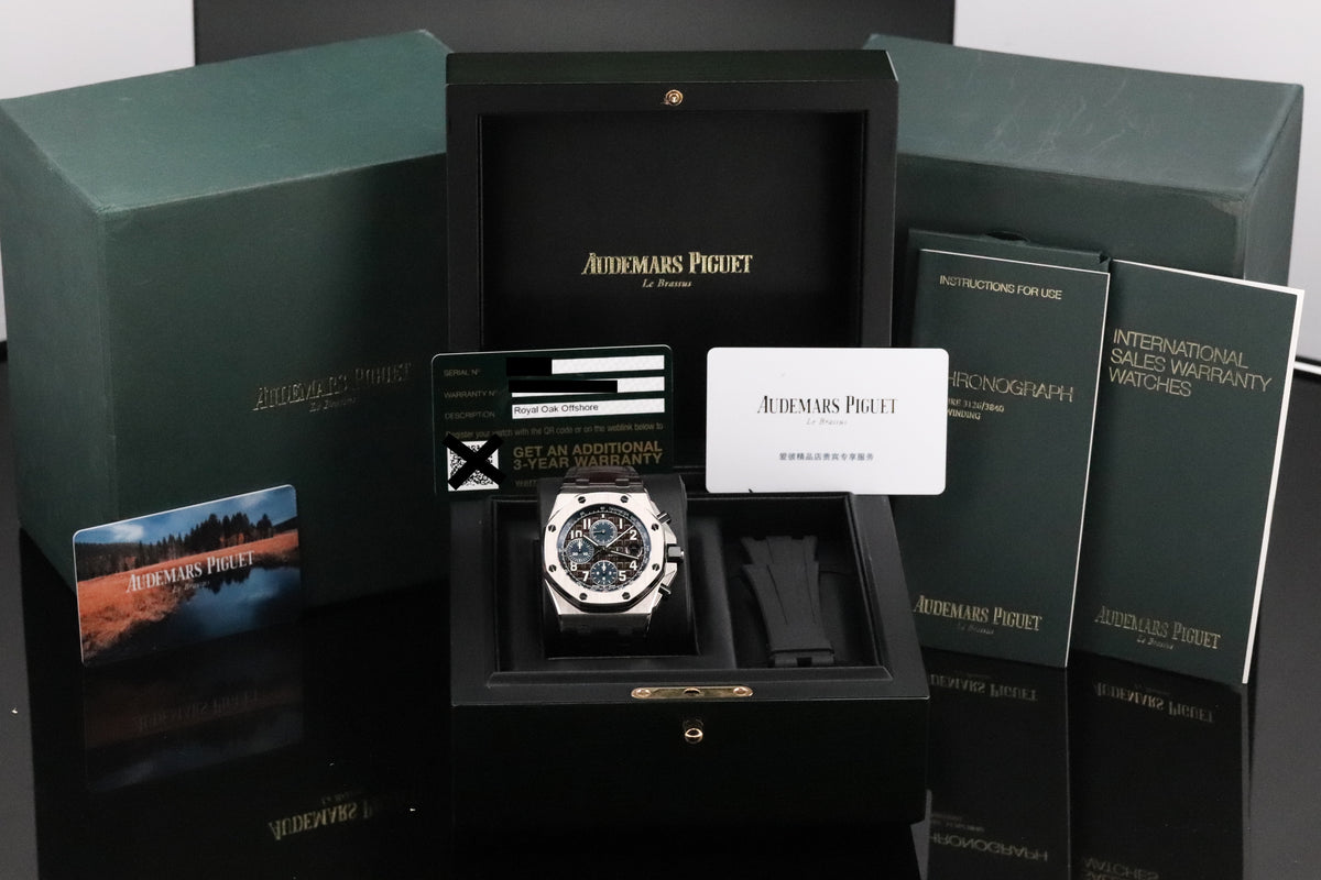 Audemars Piguet Royal Oak Offshore Chronograph [2021 COMPLETE] 42mm Steel Case, Brown Tapisserie Dial, Steel Silver Bezel Brown Leather Strap 26470ST