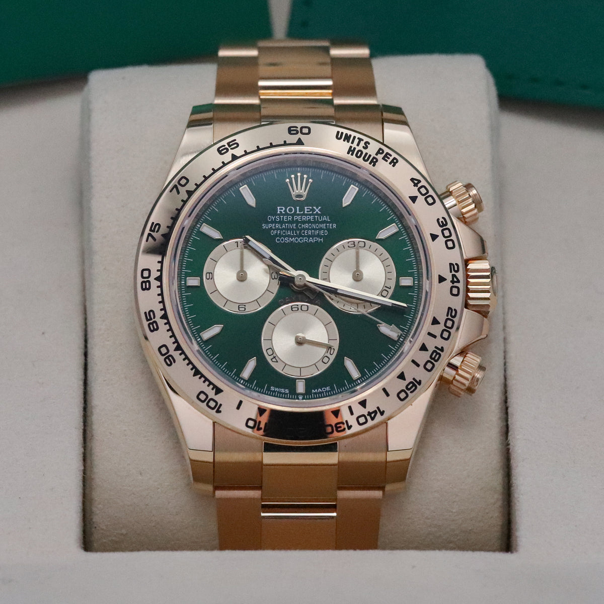 Rolex Daytona John Mayer 2025 Complete 40mm Yellow Gold Green Dial Yellow Gold Bezel and Bracelet 126508