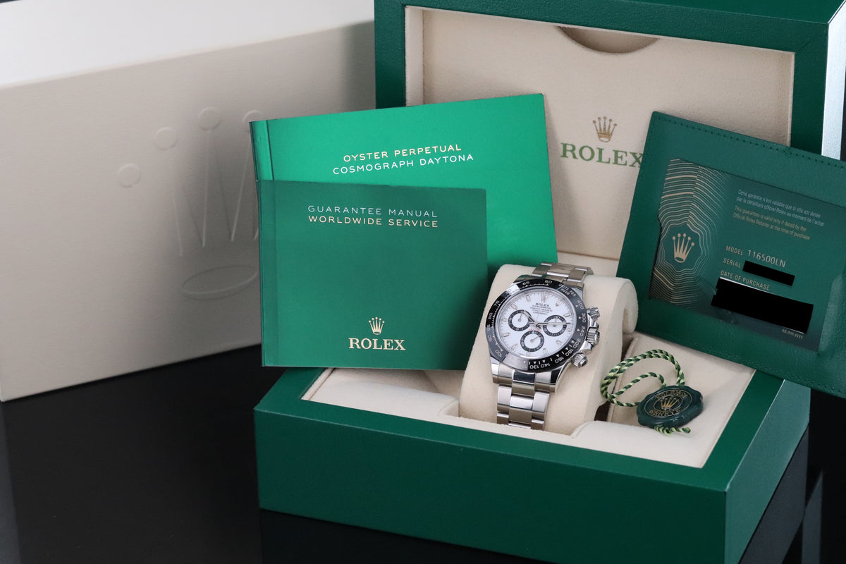 Rolex Daytona Panda 2021 Complete 40mm Stainless Steel Case White Dial Black Ceramic Bezel Oyster Bracelet 116500LN