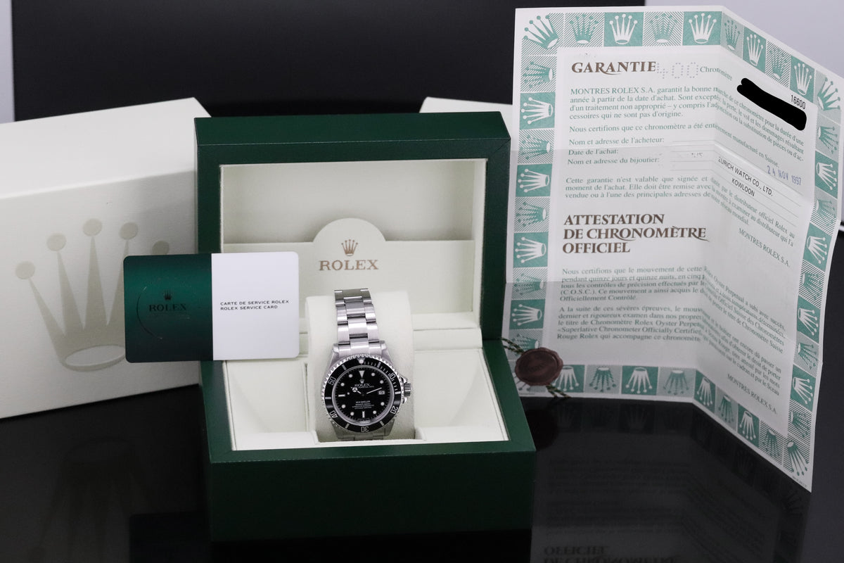 Rolex Sea Dweller [COMPLETE RSC Serviced 2022] 40mm Steel Case Black Dial Black Steel Bezel Oyster Bracelet 16600
