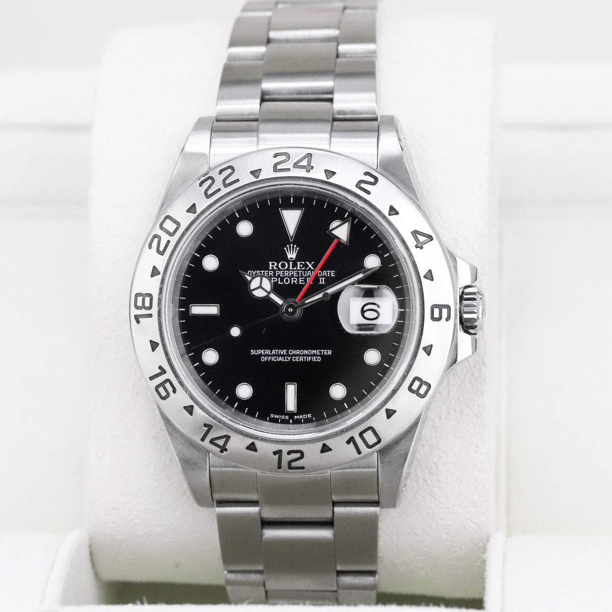 Rolex Explorer II Complete 40mm Steel Case Black Dial Silver Steel Bezel Oyster Bracelet 16570