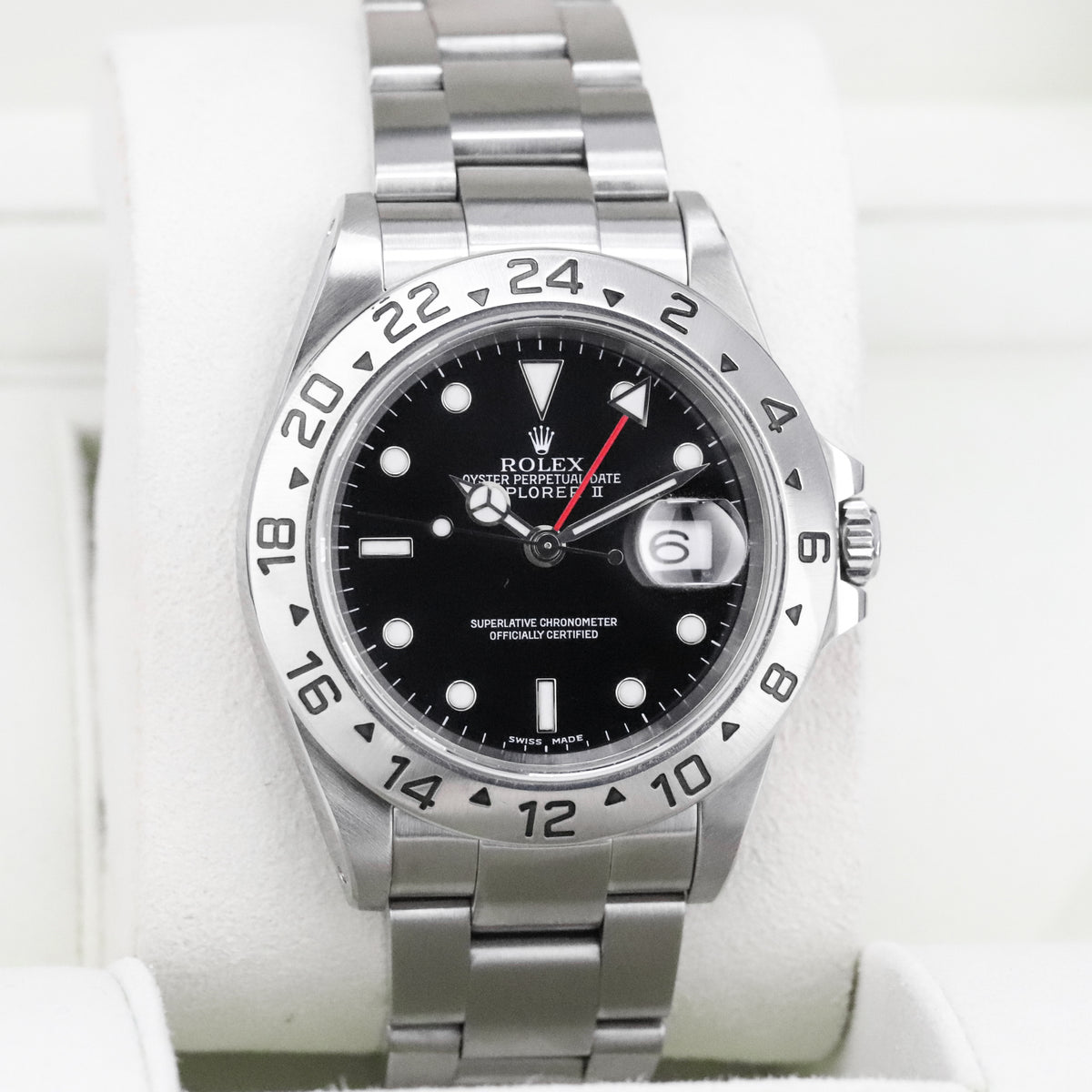 Rolex Explorer II Complete 40mm Steel Case Black Dial Silver Steel Bezel Oyster Bracelet 16570
