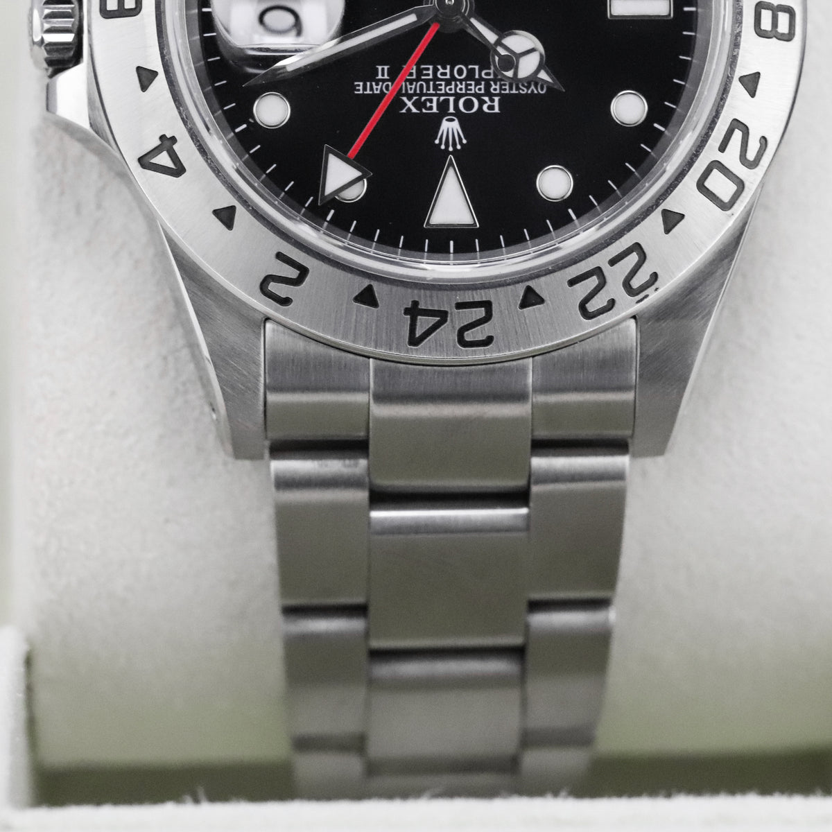 Rolex Explorer II Complete 40mm Steel Case Black Dial Silver Steel Bezel Oyster Bracelet 16570