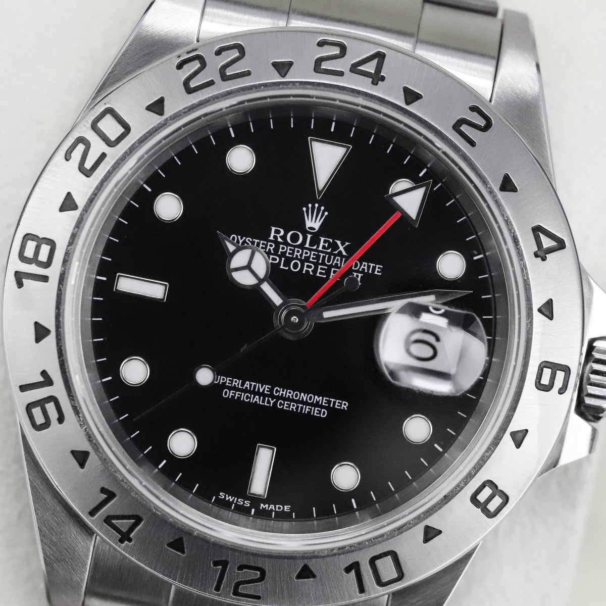 Rolex Explorer II Complete 40mm Steel Case Black Dial Silver Steel Bezel Oyster Bracelet 16570