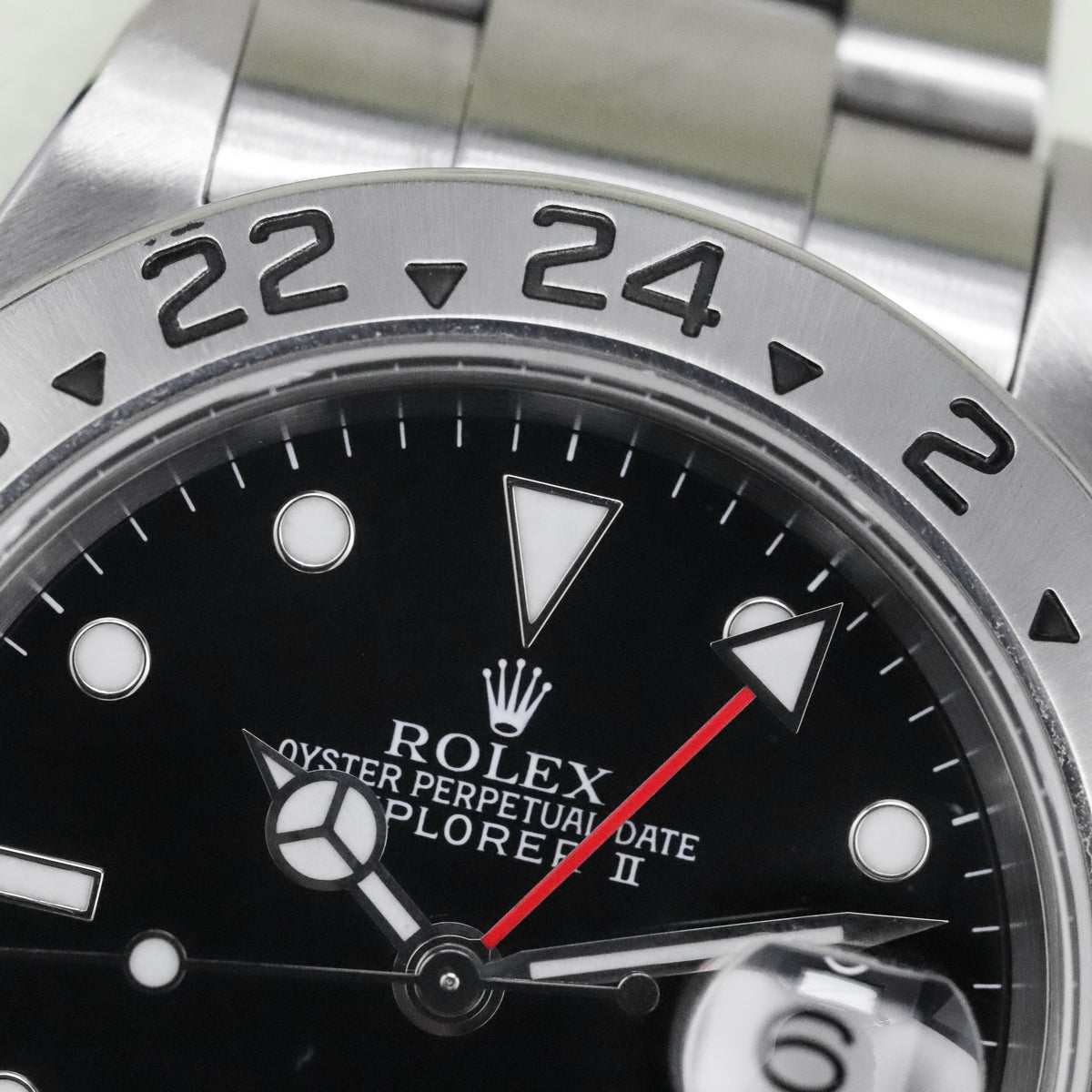 Rolex Explorer II Complete 40mm Steel Case Black Dial Silver Steel Bezel Oyster Bracelet 16570