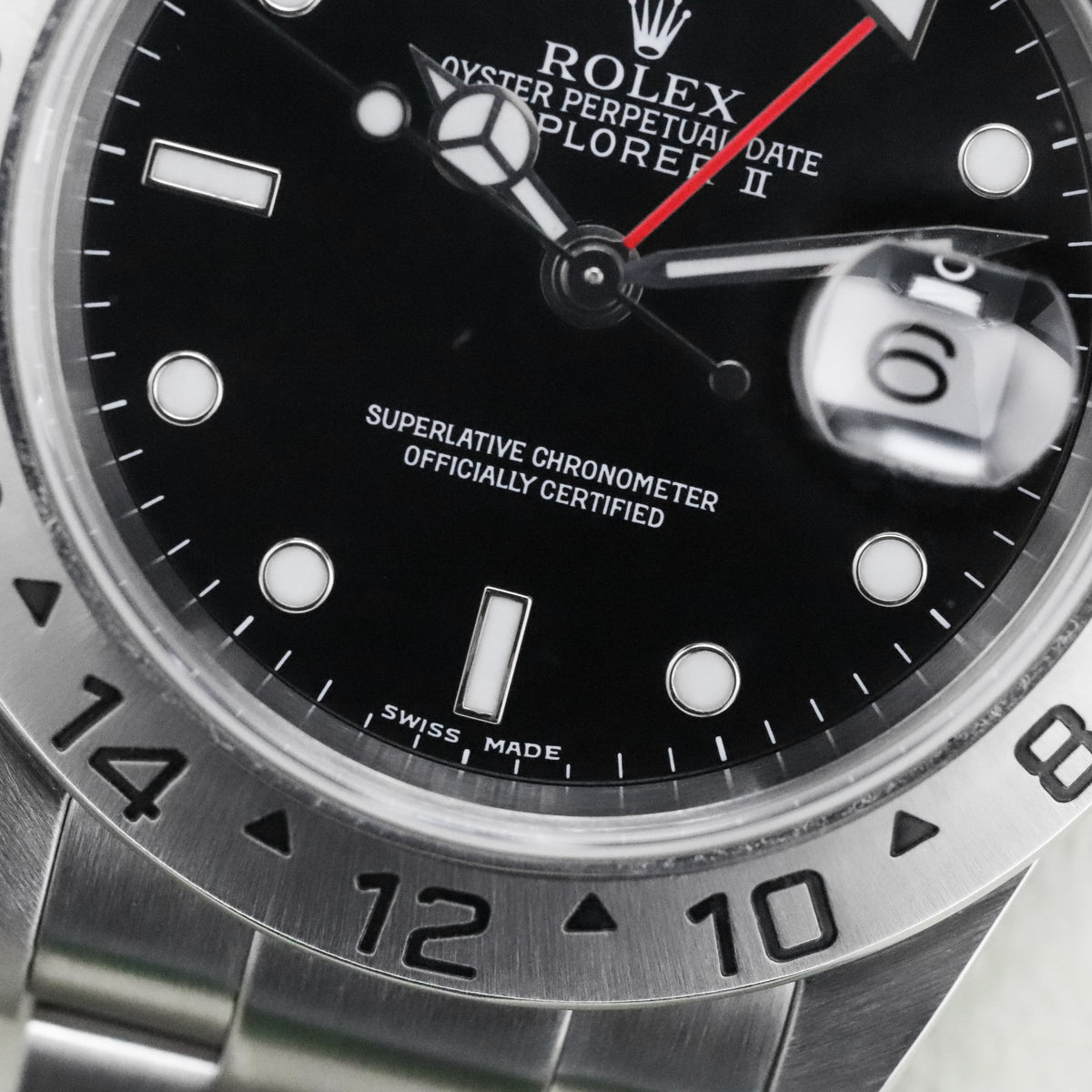Rolex Explorer II Complete 40mm Steel Case Black Dial Silver Steel Bezel Oyster Bracelet 16570