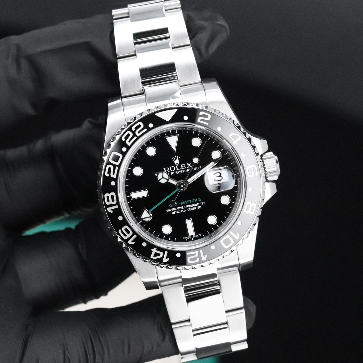 Rolex GMT - Master II Green Arrow [2017 COMPLETE] 40mm Steel Case Black Dial Black Ceramic  Bezel Oyster Bracelet 116710LN