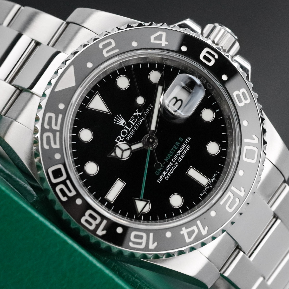 Rolex GMT - Master II Green Arrow [2017 COMPLETE] 40mm Steel Case Black Dial Black Ceramic  Bezel Oyster Bracelet 116710LN