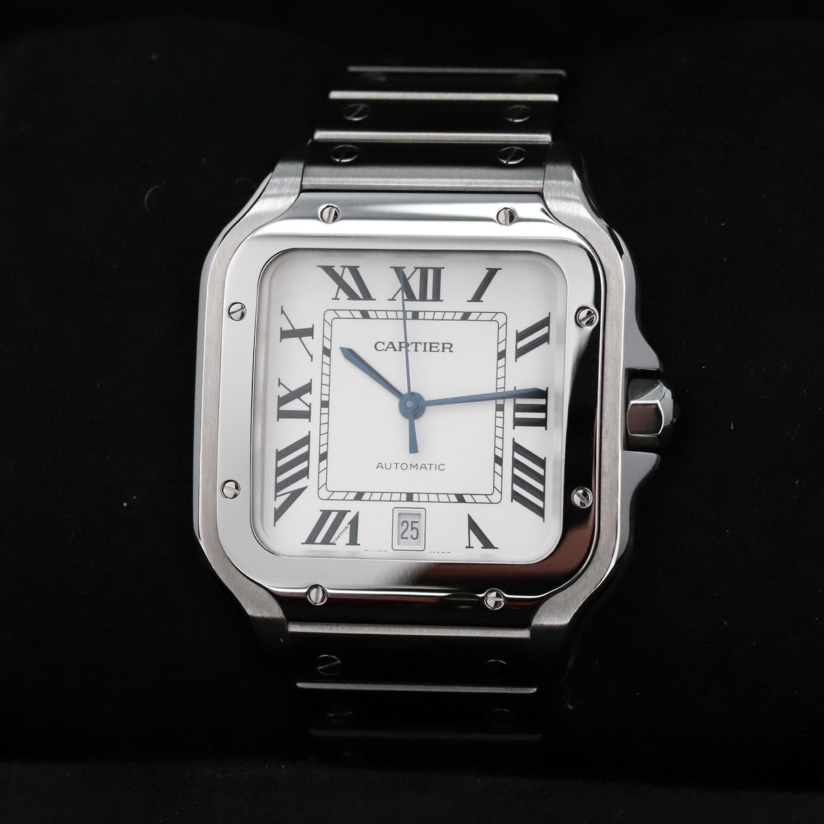 Cartier Santos De Cartier Complete 39.8mm Steel Case White Dial Silver Steel Bezel Steel Bracelet WSSA0009