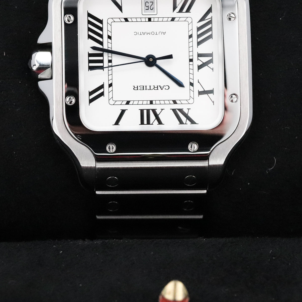 Cartier Santos De Cartier Complete 39.8mm Steel Case White Dial Silver Steel Bezel Steel Bracelet WSSA0009