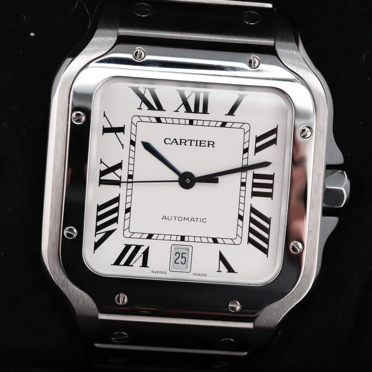Cartier Santos De Cartier Complete 39.8mm Steel Case White Dial Silver Steel Bezel Steel Bracelet WSSA0009
