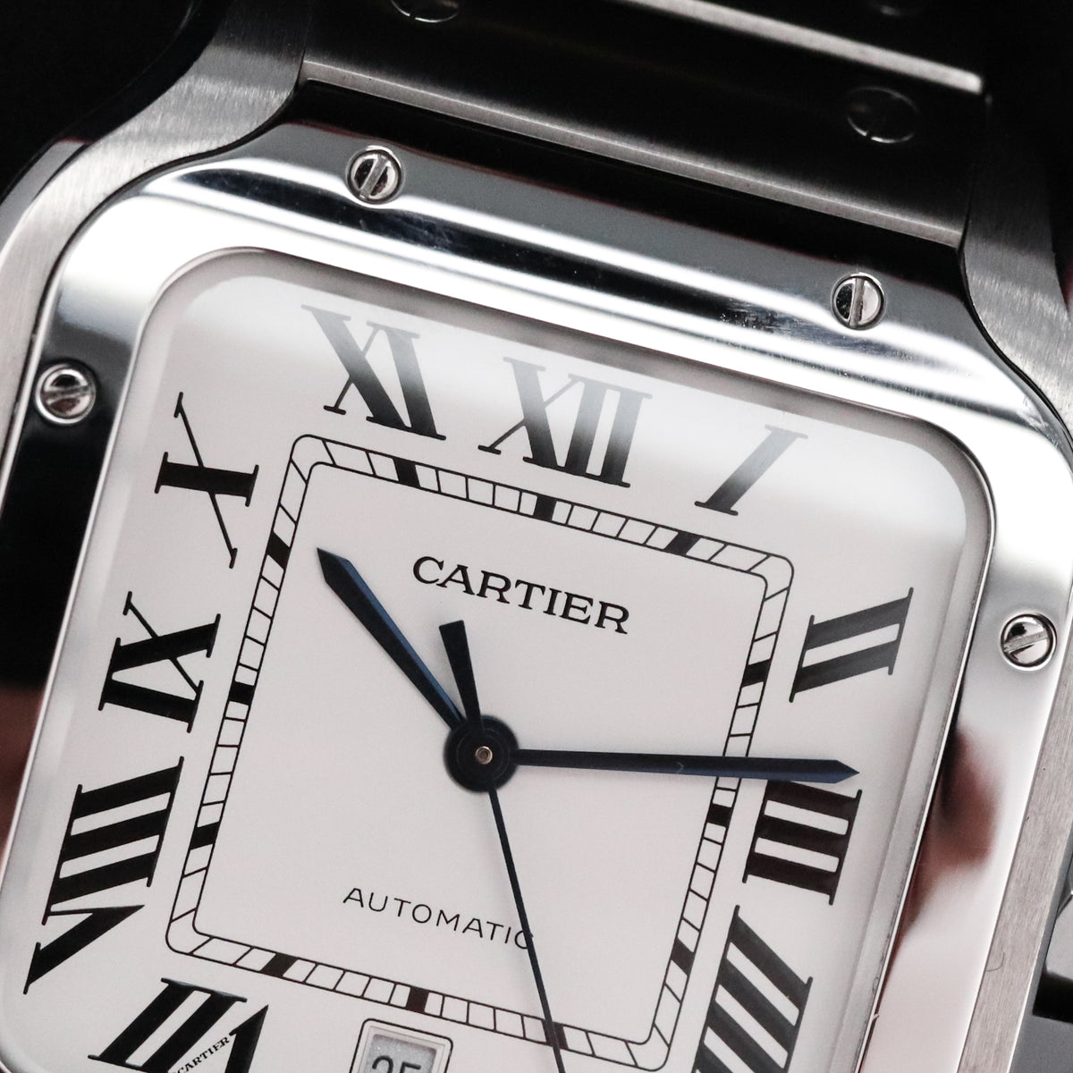 Cartier Santos De Cartier Complete 39.8mm Steel Case White Dial Silver Steel Bezel Steel Bracelet WSSA0009
