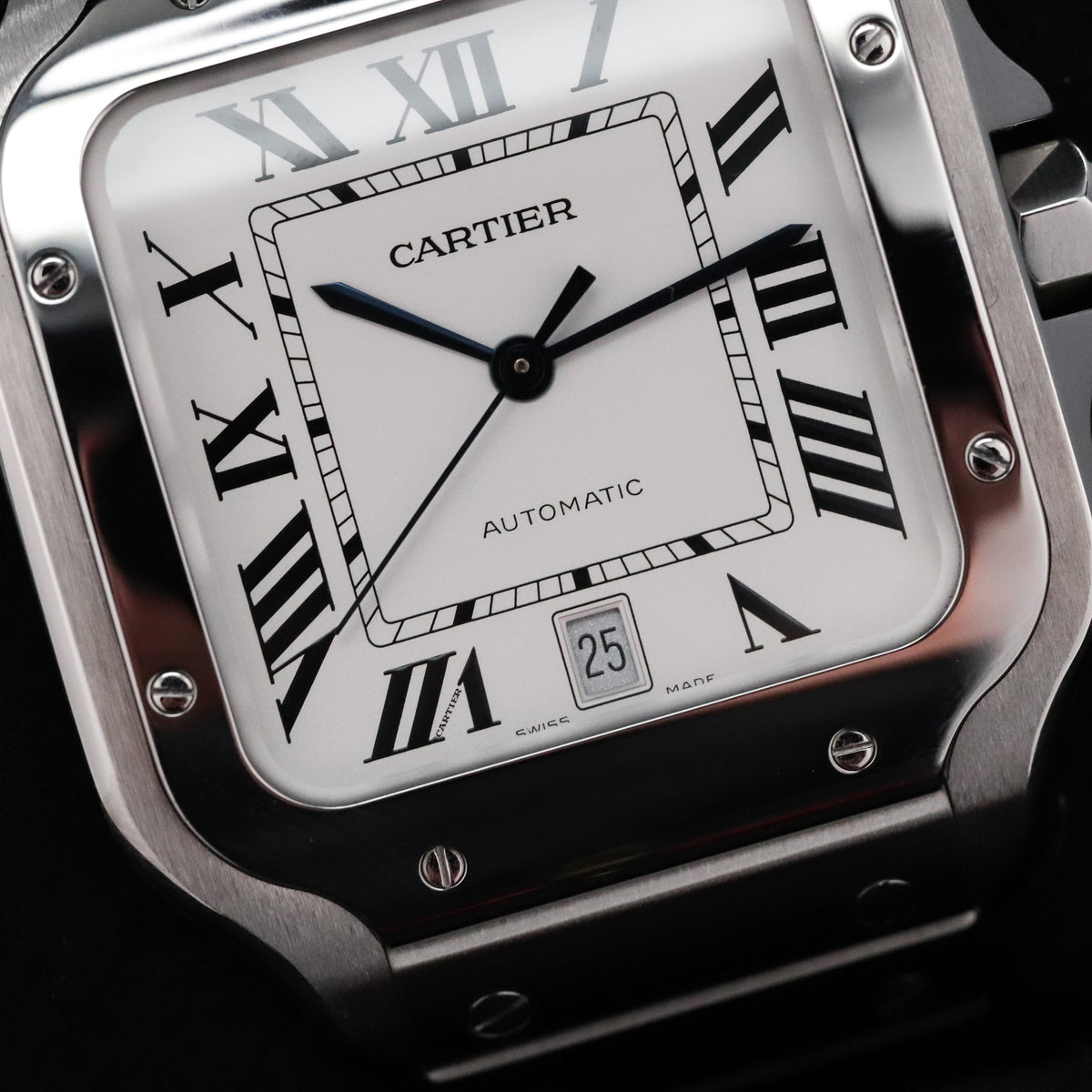 Cartier Santos De Cartier Complete 39.8mm Steel Case White Dial Silver Steel Bezel Steel Bracelet WSSA0009