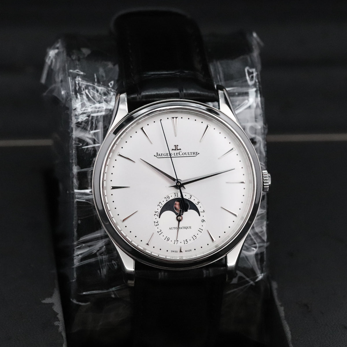 Jaeger-LeCoultre Master Ultra Thin [2021 Complete] 39mm Steel Case White Dial Moonphase Silver Steel Bezel Leather Strap Q1368430