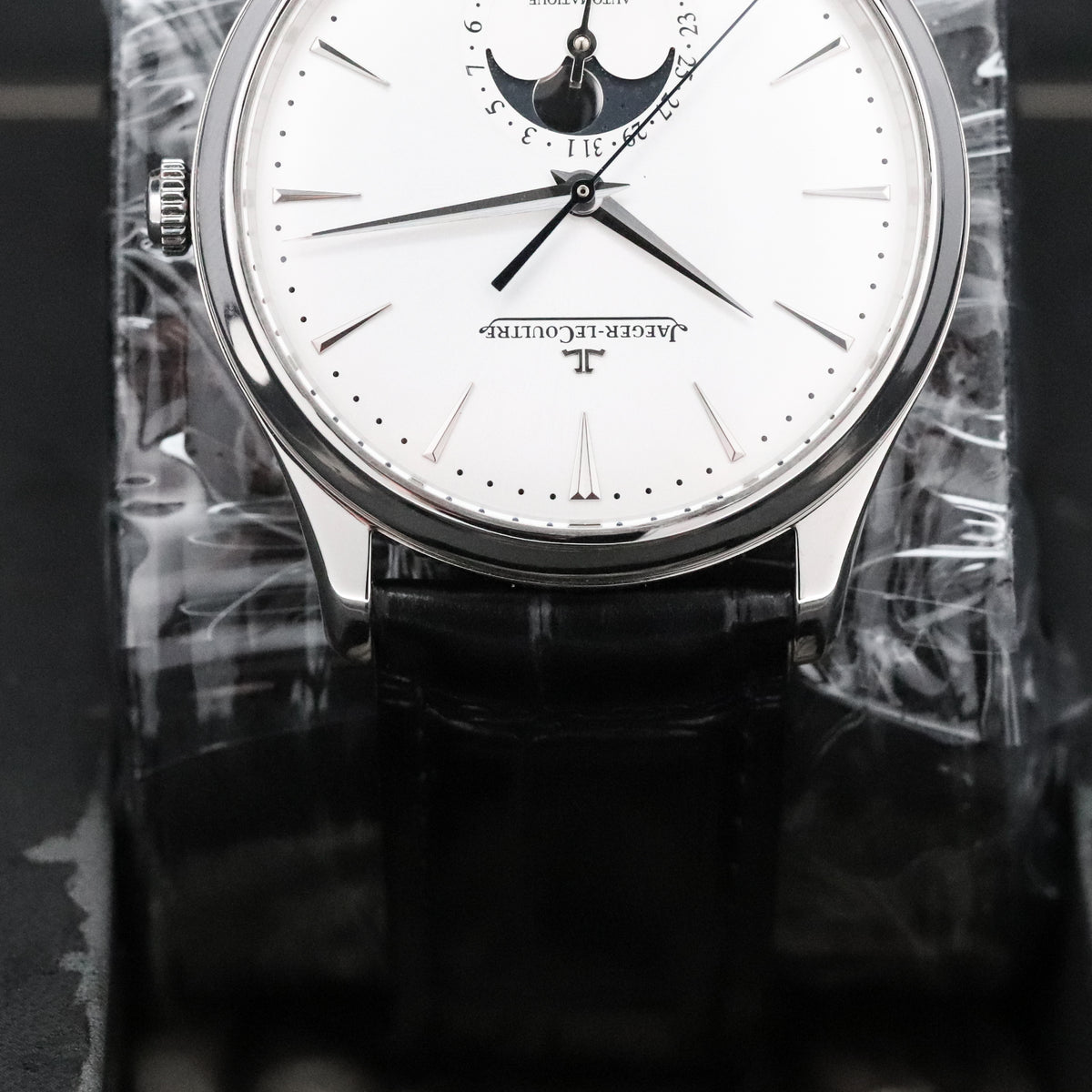 Jaeger-LeCoultre Master Ultra Thin [2021 Complete] 39mm Steel Case White Dial Moonphase Silver Steel Bezel Leather Strap Q1368430