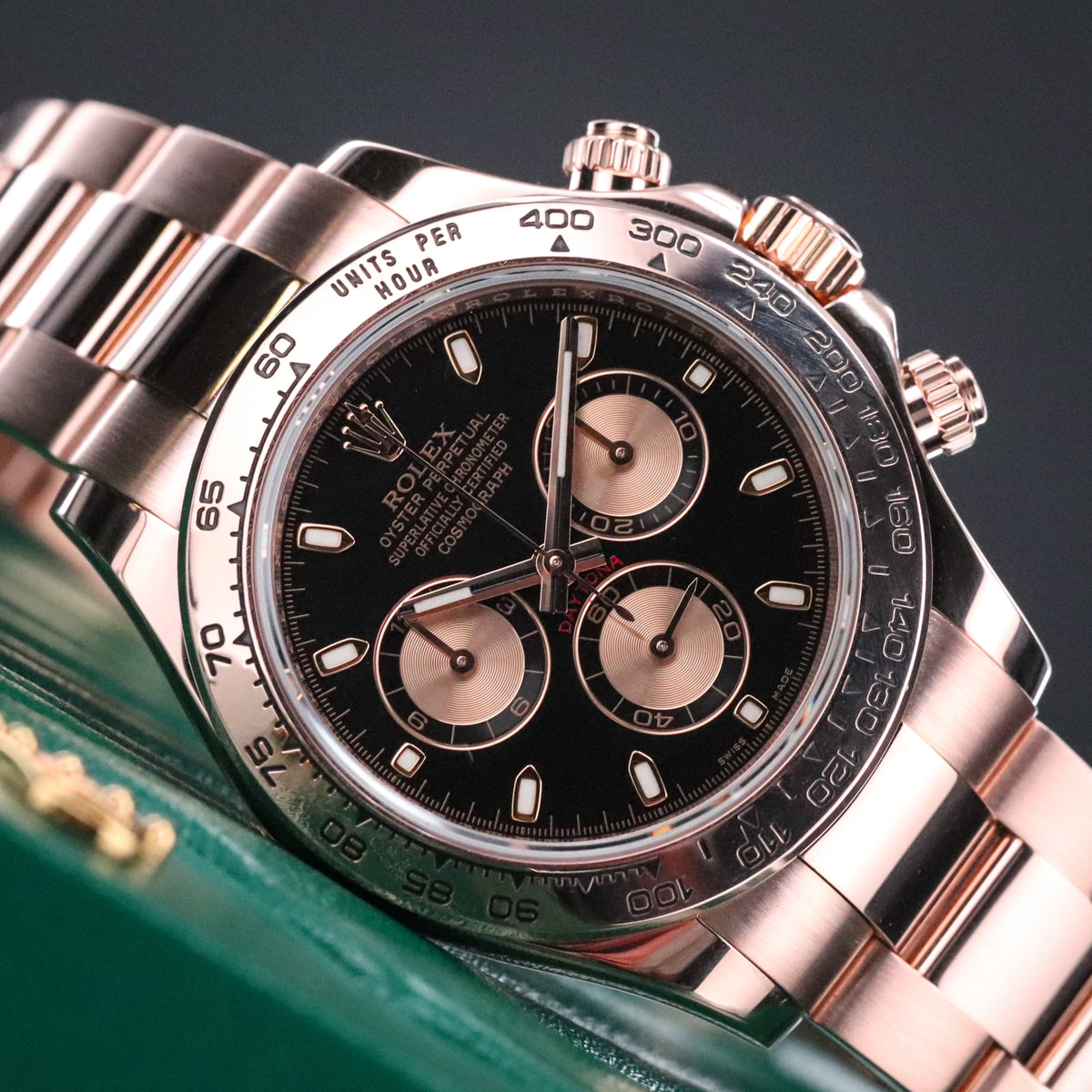 Rolex Cosmograph Daytona 40mm Rose Gold Black Dial 126505 Automatic Complete Set Mint