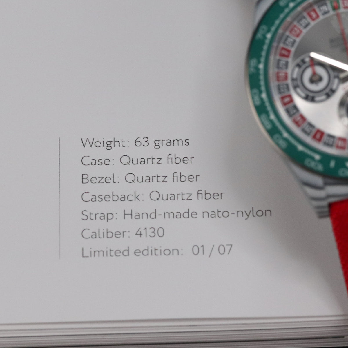Rolex Daytona DIW Lucky Players Roulette 2026 Complete 40mm Quartz Fiber Case with Red and Green Accents Dial Green Fiber Bezel Red Fabric Velcro Strap