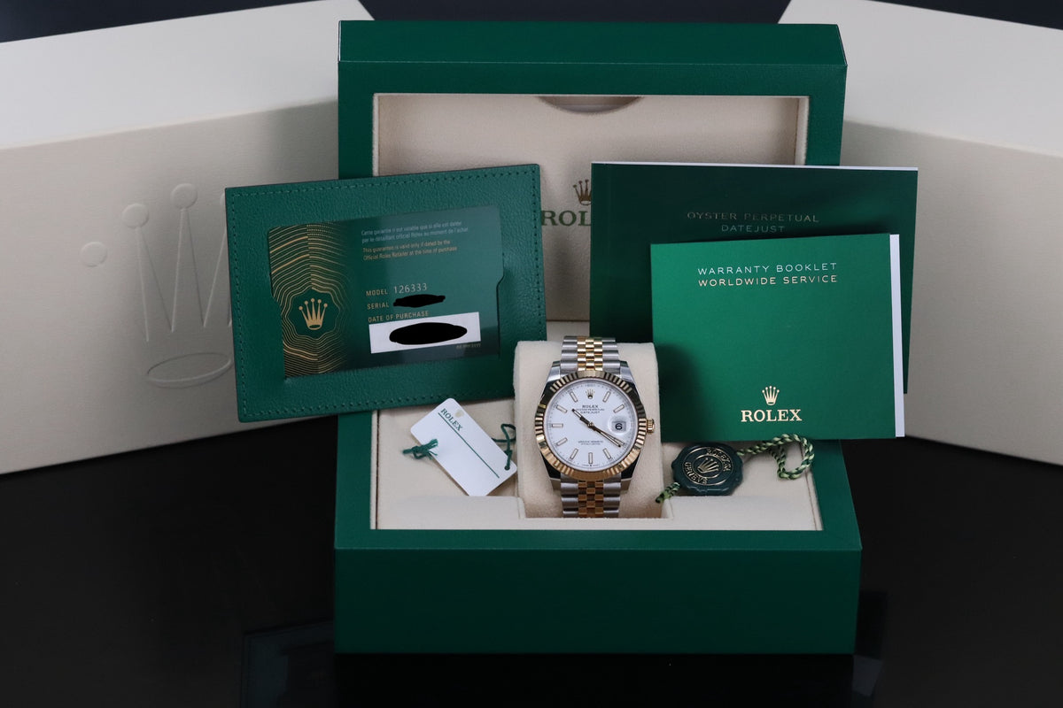 Rolex Datejust 41 [Complete Set Mint] Two Tone Yellow Gold White Dial Fluted Jubilee 126333