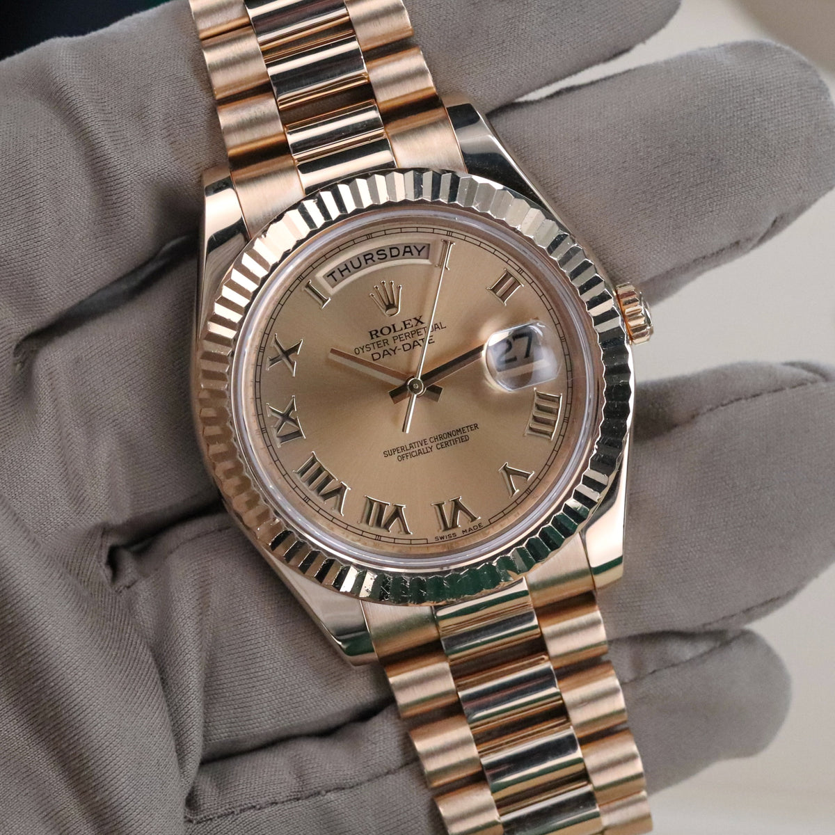 Rolex Day-Date II 41mm [Complete Set] Yellow Gold Champagne Dial Presidential Bracelet 218238