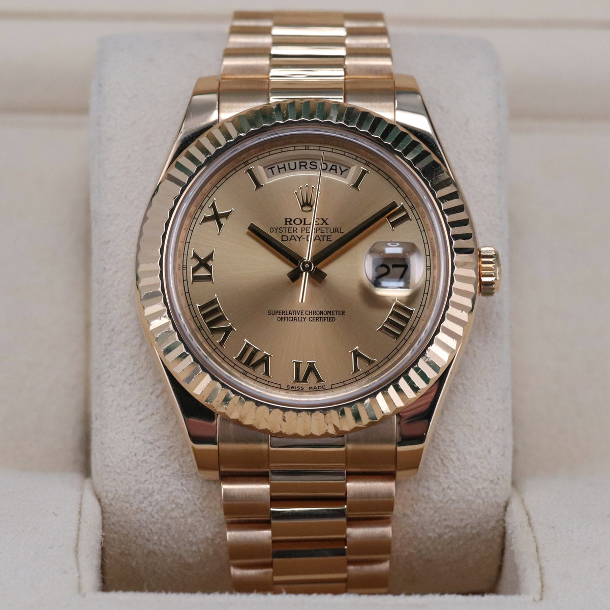 Rolex Day-Date II 41mm [Complete Set] Yellow Gold Champagne Dial Presidential Bracelet 218238