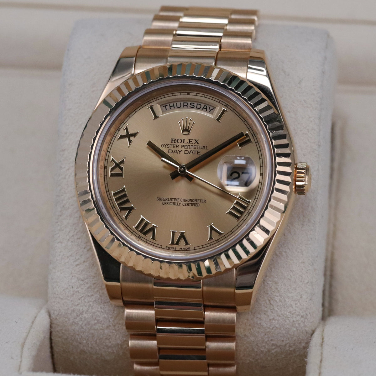 Rolex Day-Date II 41mm [Complete Set] Yellow Gold Champagne Dial Presidential Bracelet 218238