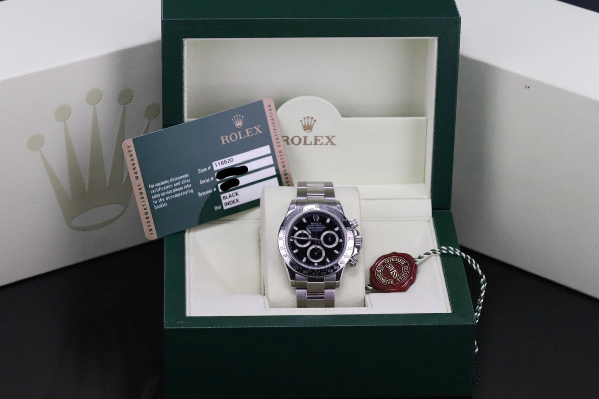 Rolex Cosmograph Daytona 40mm Black Dial Steel Bezel Automatic 116520