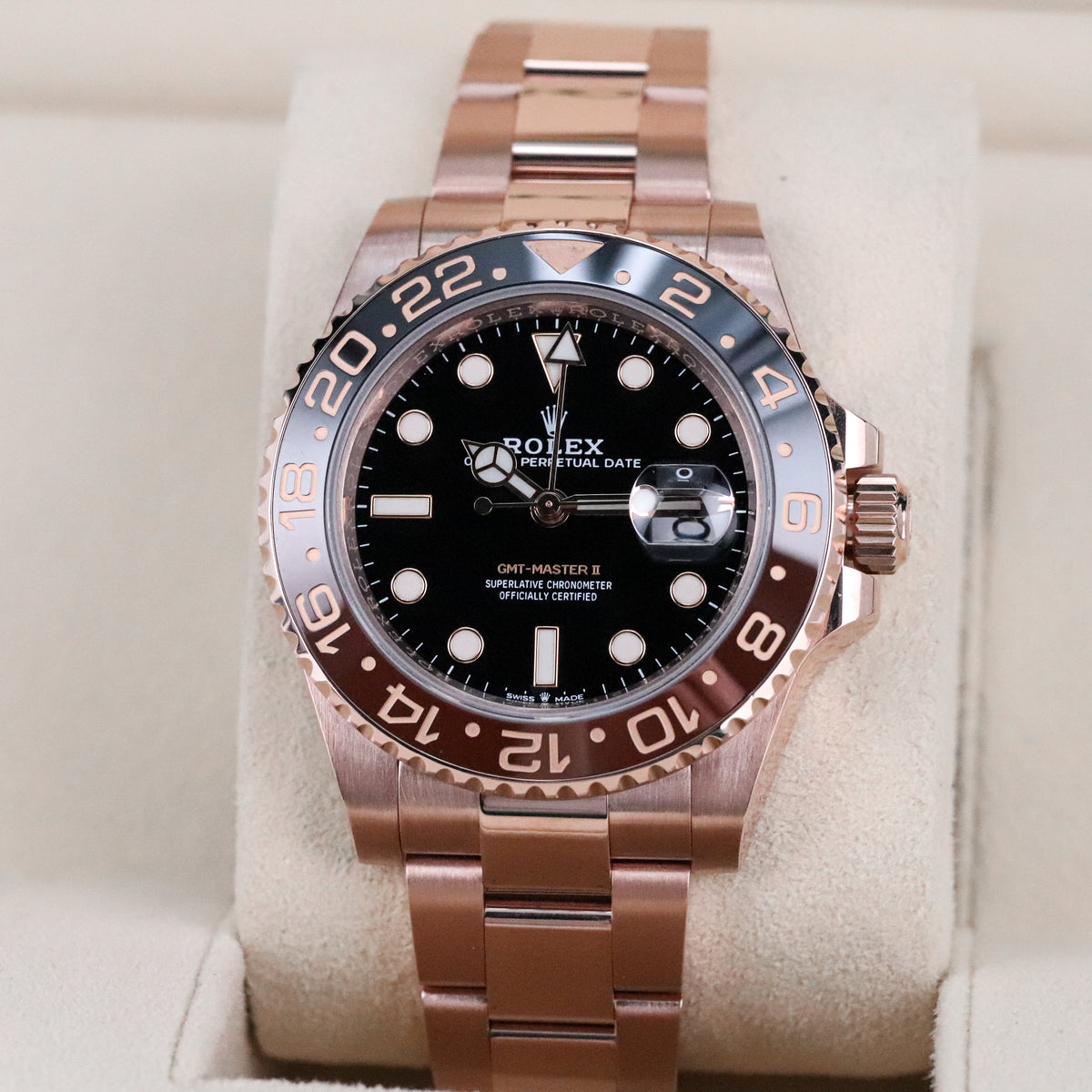 Rolex GMT-Master II [Complete Set Mint] Rootbeer 40mm Rose Gold Brown Black Ceramic Bezel 126715CHNR
