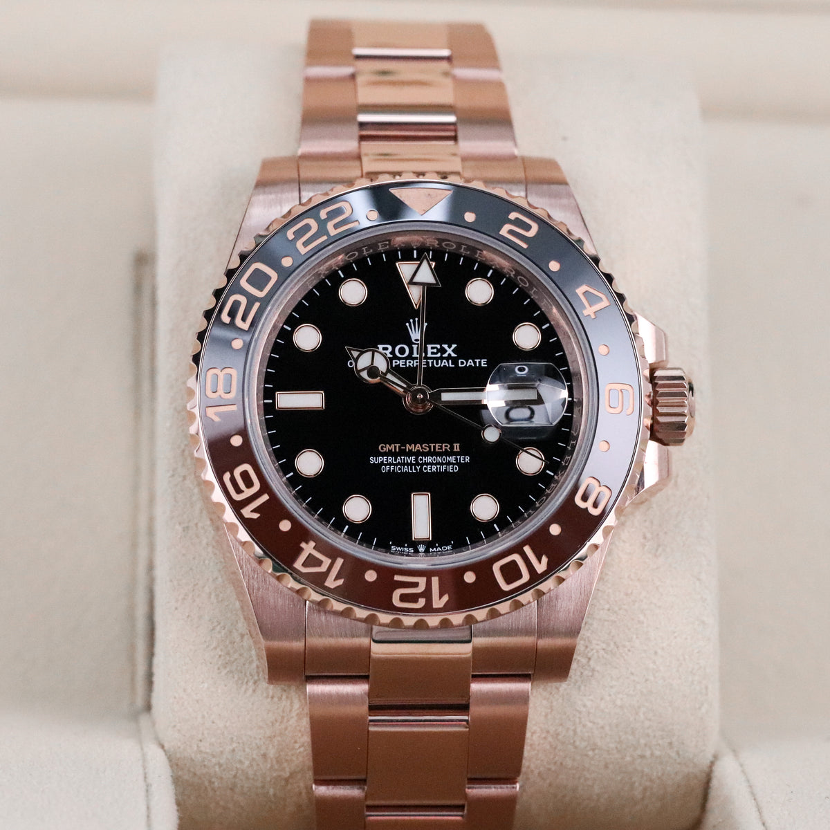 Rolex GMT-Master II [Complete Set Mint] Rootbeer 40mm Rose Gold Brown Black Ceramic Bezel 126715CHNR