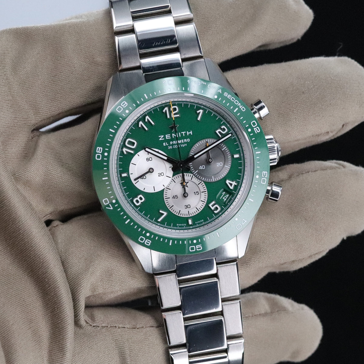 Zenith Chronomaster Sport [2023 Complete] Aaron Rodgers 1/250 Green Dial Bezel Steel 03.3117.3600