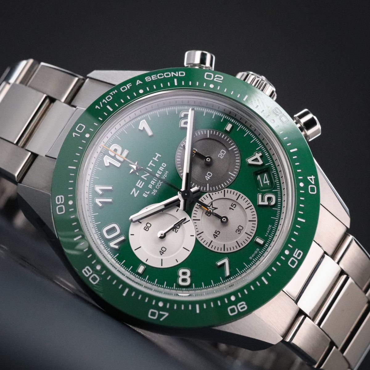 Zenith Chronomaster Sport [2023 Complete] Aaron Rodgers 1/250 Green Dial Bezel Steel 03.3117.3600