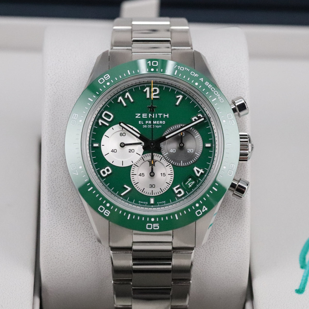 Zenith Chronomaster Sport [2023 Complete] Aaron Rodgers 1/250 Green Dial Bezel Steel 03.3117.3600