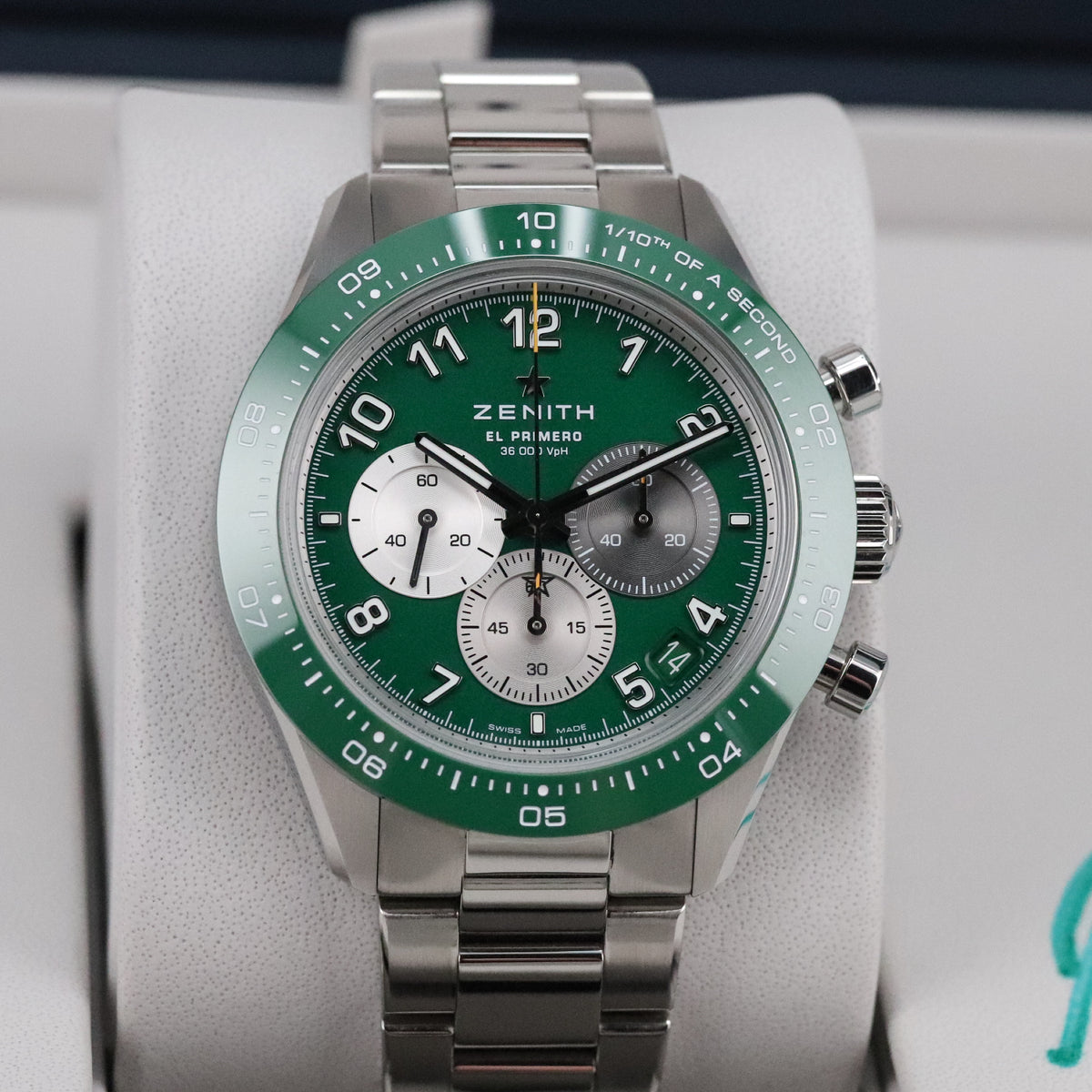 Zenith Chronomaster Sport [2023 Complete] Aaron Rodgers 1/250 Green Dial Bezel Steel 03.3117.3600