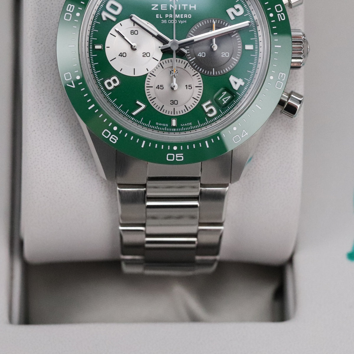 Zenith Chronomaster Sport [2023 Complete] Aaron Rodgers 1/250 Green Dial Bezel Steel 03.3117.3600