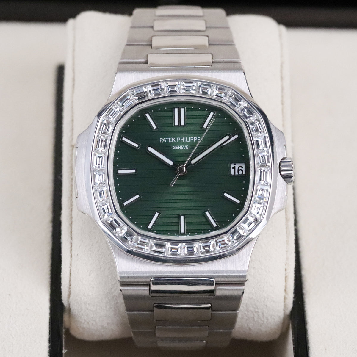 Patek Philippe Nautilus 5711 Green Baguette White Gold OEM Movement, Rest is Custom