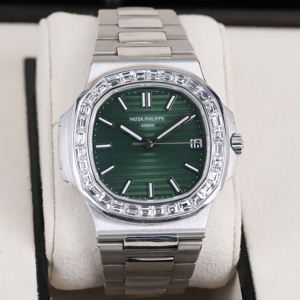Patek Philippe Nautilus 5711 Green Baguette White Gold OEM Movement, Rest is Custom