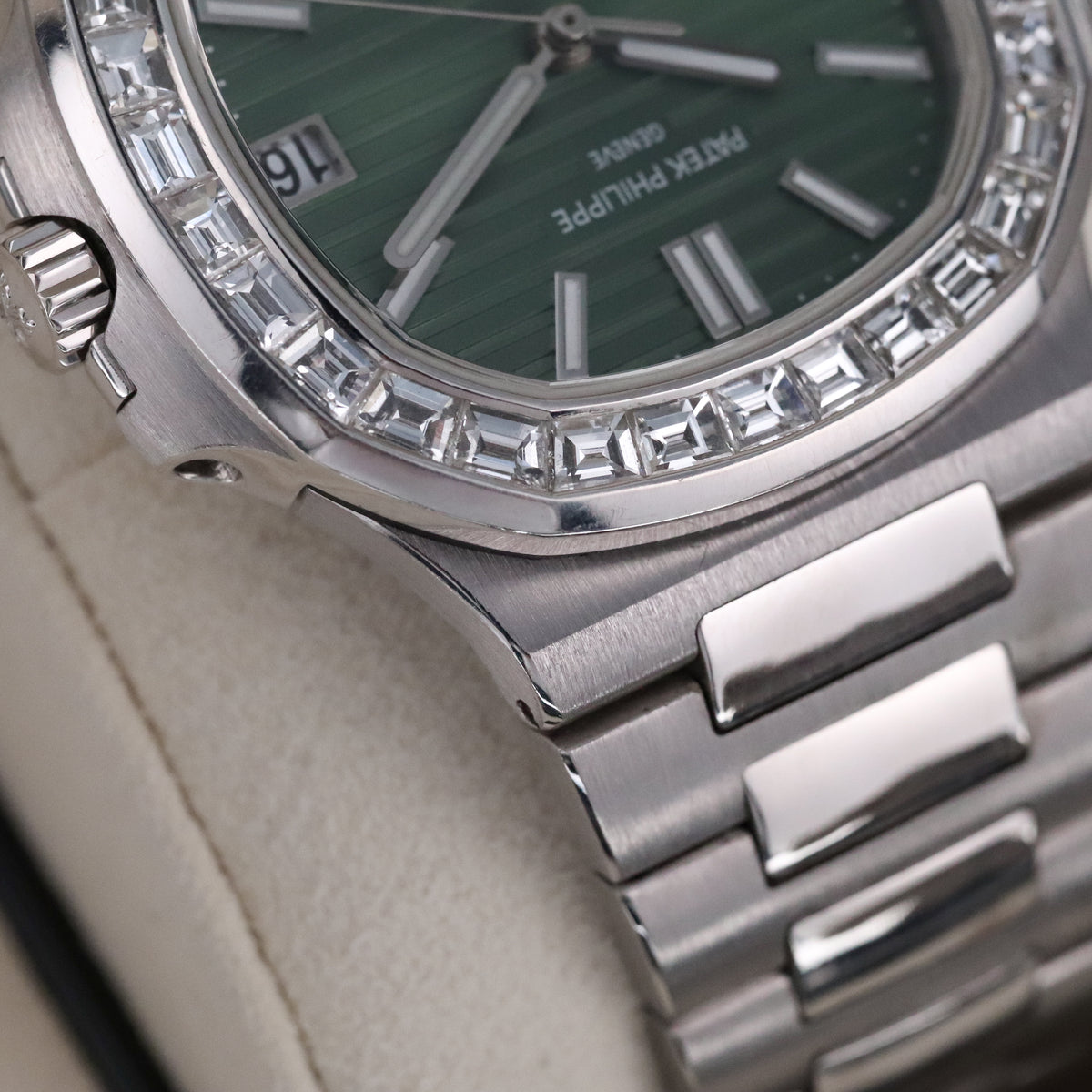 Patek Philippe Nautilus 5711 Green Baguette White Gold OEM Movement, Rest is Custom