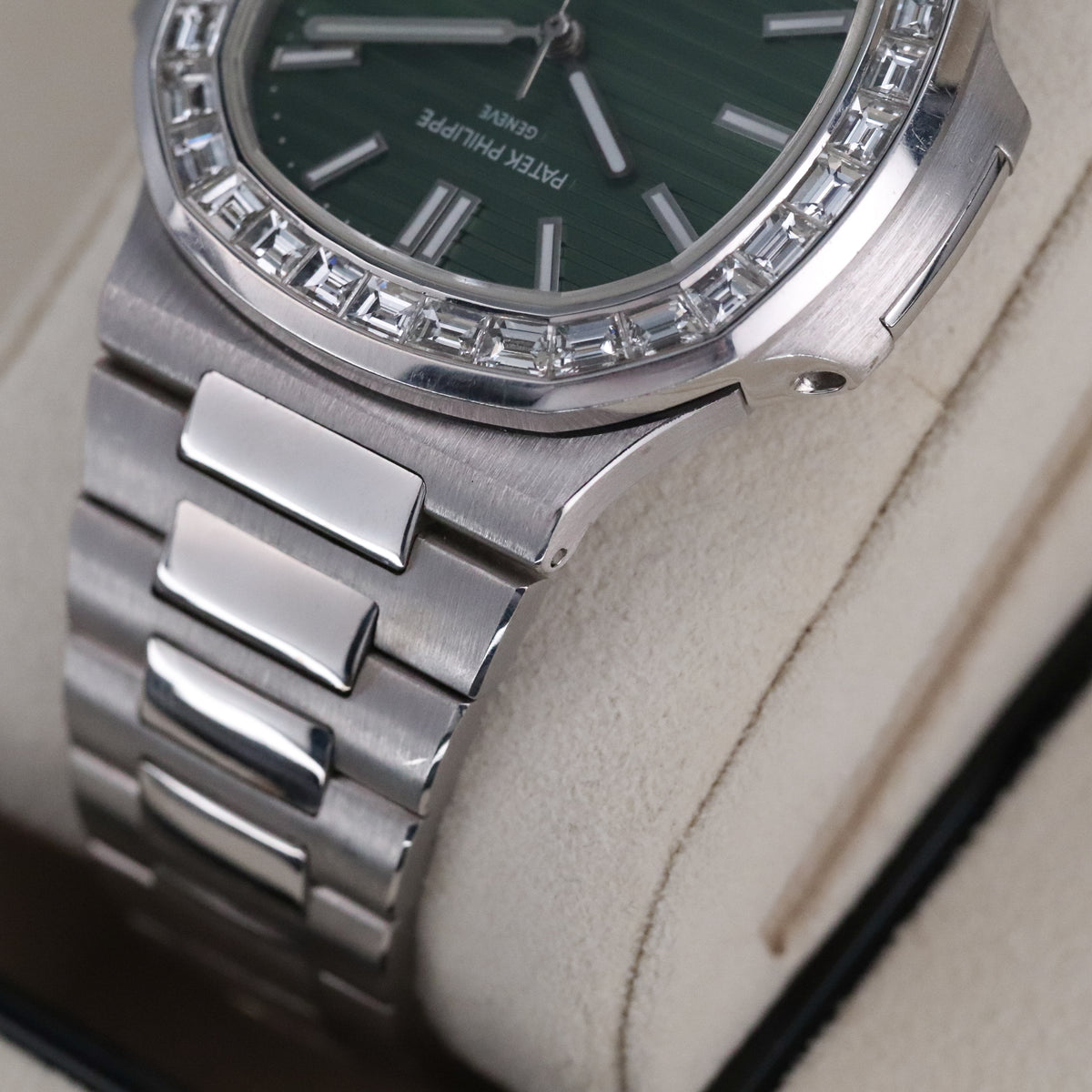 Patek Philippe Nautilus 5711 Green Baguette White Gold OEM Movement, Rest is Custom