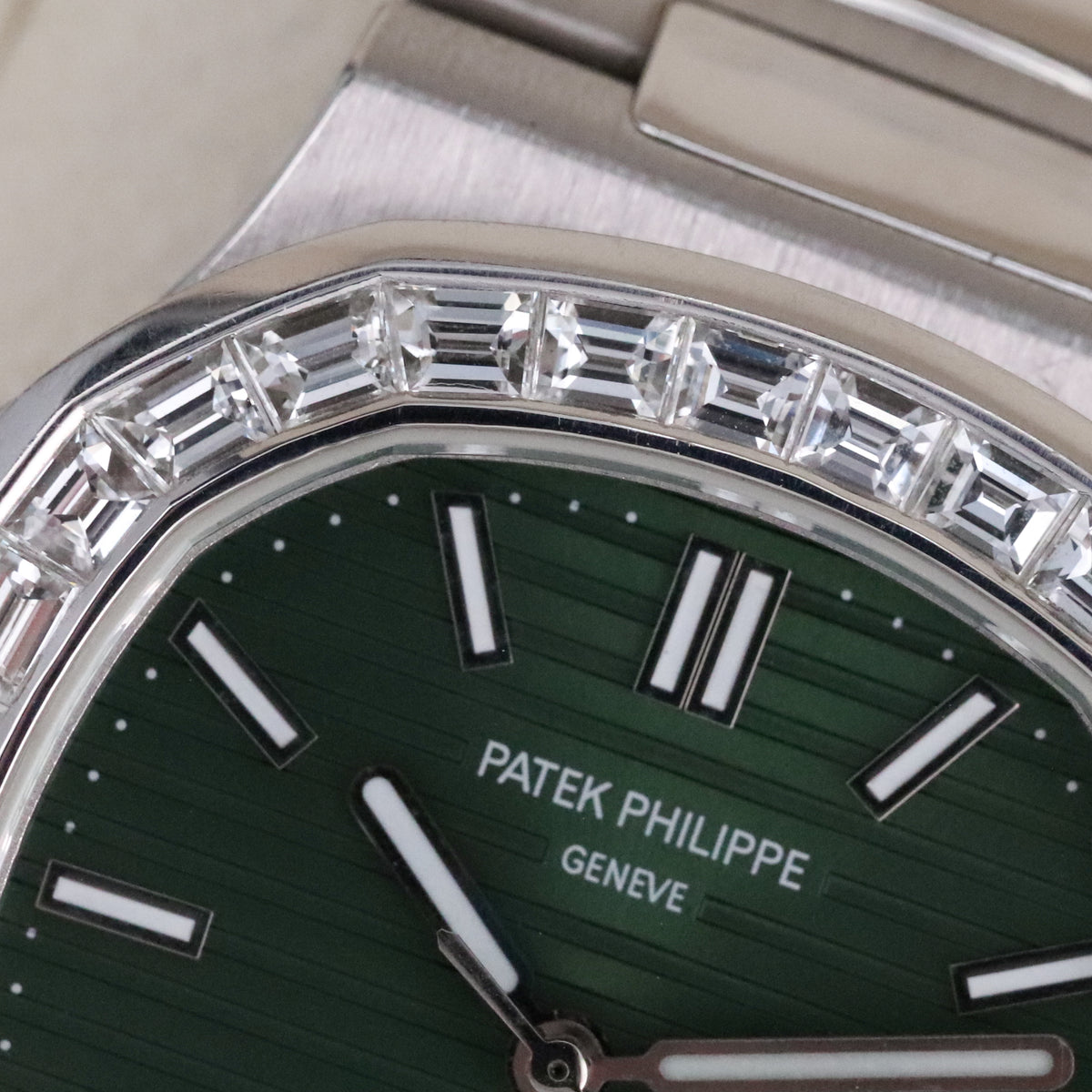 Patek Philippe Nautilus 5711 Green Baguette White Gold OEM Movement, Rest is Custom