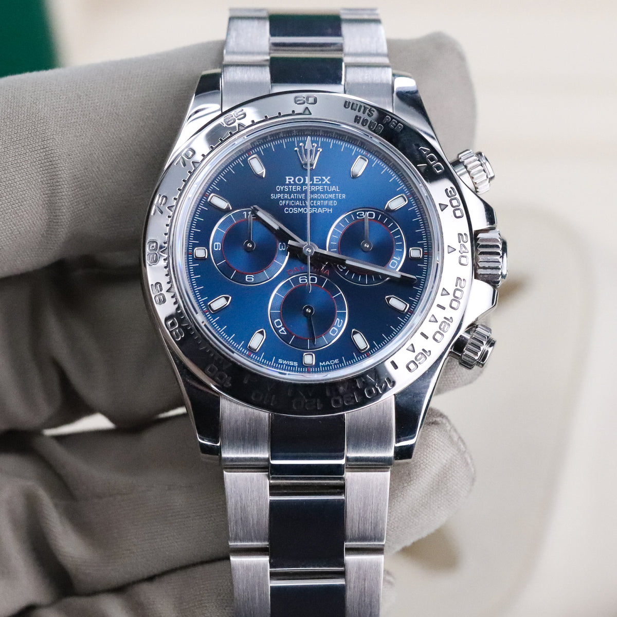 Rolex Daytona Cosmograph Daytona [Complete Set] White Gold Bright Blue Dial 40mm Oyster Automatic 116509