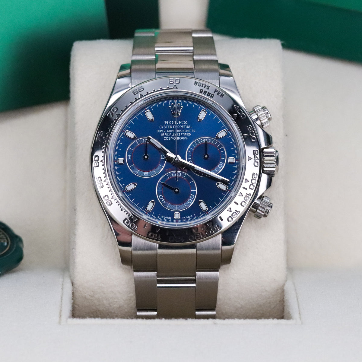 Rolex Daytona Cosmograph Daytona [Complete Set] White Gold Bright Blue Dial 40mm Oyster Automatic 116509