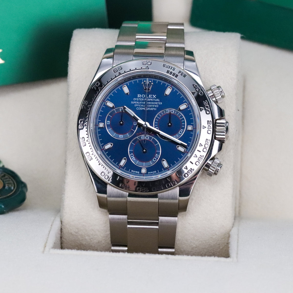 Rolex Daytona Cosmograph Daytona [Complete Set] White Gold Bright Blue Dial 40mm Oyster Automatic 116509